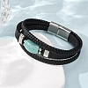 Natural Amazonite & Braided Microfiber Leather Multi-strand Bracelets for Women Men GG-CBAEA55-01A-3