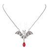 Alloy Bat and Glass Pendant Necklaces NJEW-TA00141-1