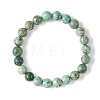 Natural Peruvian Turquoise(Jasper) Round Beaded Stretch Bracelets BJEW-JB14341-02-3