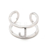 Clear Cubic Zirconia Initial Letter Open Cuff Ring RJEW-A012-01P-J-1