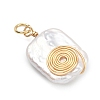 Spiral Copper Wire Wrapped Natural Nucleated Baroque Keshi Pearl Pendants PALLOY-JF05276-01-2
