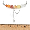 Natural Carnelian & Red Agate & Quartz Crystal Round Graduated Beaded Pendant 304 Stainless Steel Cable Chain Necklaces for Women NJEW-TA00242-01-4