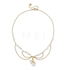 Natural Shell Brass Fairy Pendant Brass & White Round Shell Pearl Beaded Chain Necklaces for Women NJEW-JN06405-2