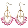 Oval Brass & 304 Stainless Steel Dangle Earrings EJEW-MZ00799-5