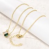 Brass Pave Cubic Zirconia Rectangle & Teardrop Pendant Cable Chain Necklaces KK-CBAB173-05G-08-1