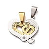 304 Stainless Steel Rhinestone Split Pendants STAS-F368-14GP-1