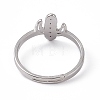 201 Stainless Steel Cactus Adjustable Ring for Women RJEW-K238-03P-2