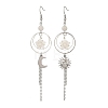 Natural Rainbow Moonstone Beads Moon Star Dangle Earrings EJEW-TA00830-3