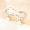 Round Brass Micro Pave Clear Cubic Zirconia Cuff Earrings EJEW-Z164-02P-3