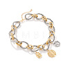 Zinc Alloy with Aluminium Coin Pendant Twisted Ring Link Chain Bib Necklaces for Women FS-WG2722B-01-5