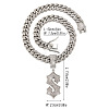 Alloy Full Crystal Rhinestone Letter Pendant Cuban Link Chain Necklaces for Men FS-WGEAD7F-05-2