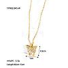 Butterfly Stainless Steel Cubic Zirconia Pendant Necklaces for Women QD0510-2-2