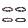 Natural Blue Aventurine & Wood Round Beaded Stretch Bracelet for Women BJEW-JB09379-1