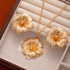 Flower Alloy Pendant Necklaces & Stud Earrings Sets FS-WGA42C5-02-1