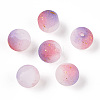 Frosted Baking Painted Crackle Glass Beads with Glitter Powder DGLA-T004-6mm-01D-1