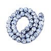 Hand Painted Blue and White Striped Round Porcelain Beads PORC-Q007-01C-2