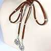 Flat Round Alloy with Suede Cord Lariat Necklaces FS-WG2B7B2-02-3