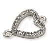 Brass Micro Pave Clear Cubic Zirconia Heart Links Connector Charms KK-A230-03A-P-2