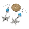 Ocean Theme Alloy Dangle Earrings with Synthetic Turquoise Beaded EJEW-JE05447-3