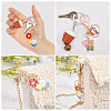 Globleland 2Pcs 2 Style Cute Cotton Candy Theme Bear/Rabbit Alloy Enamel Pendant Keychain with Ice Cream and Flower Charm KEYC-GL0001-04-5