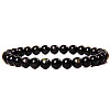 Natural Golden Sheen Obsidian Stone Round Beaded Stretch Bracelet SF8562-24-1