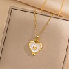 Heart 304 Stainless Steel Cat Eye Pendant Necklaces for Women NJEW-D288-06G-1