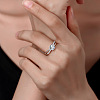 Rhodium Plated 925 Sterling Silver Micro Pave Moissanite Finger Rings for Women WGD6E9D-02-3