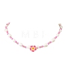 Polymer Clay Flower & Glass & Natural Trumpet Shell Beaded Necklaces for Women NJEW-JN06579-4