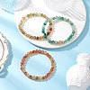 3Pcs 3 Colors Natural Red Agate & Striped Agate/Banded Agate & Peacock Green Agate(Dyed & Heated) & Brass Round Beaded Stretch Bracelet Sets for Women BJEW-JB12265-1