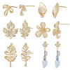 10Pcs 5 Style Brass Stud Earring Findings KK-CA0002-05-1