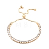 Brass Pave Clear Cubic Zirconia Flat Round Box Chain Slider Bracelets BJEW-YWC0002-12B-G-1