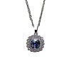 Square Alloy Rhinestone Pendant Necklace & Stud Earring & Finger Ring Sets WG30FCB-02-5