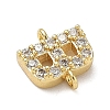 Brass Micro Pave Clear Cubic Zirconia Letter Links Connector Charms KK-I382-07G-B-2