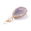 Natural Amethyst Copper Wire Wrapped Pendants PALLOY-JF01398-04-4