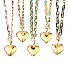 304 Stainless Steel Enamel Photo Heart Locket Pendant Cable Chain Necklaces with OT Clasps for Women Men NJEW-JN06005-2