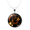 Glass Constellation Pendant Necklace with Brass Snake Chains PW-WG90948-07-1