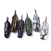 Natural & Synthetic Mixed Gemstone Big Wire Wrapped Pointed Pendants G-T133-R02-1