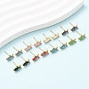 Brass Enamel Fish Stud Earrings EJEW-I322-07G-1