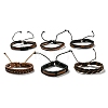 5Pcs 5 Style Adjustable Braided Imitation Leather Cord Bracelet Set with Waxed Cord for Men BJEW-F458-03-2