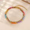 Glass Rainbow Beaded Double Layer Women's Bracelets MZ0541-1