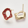 Brass Micro Pave Cubic Zirconia Stud Earring Findings KK-T054-35G-02-NF-2