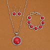 Alloy with Synthetic Turquoise Pendant Necklaces & Link Bracelets & Dangle Earring Sets WGBFEA3-01-1