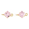 Brass Pave Cubic Zirconia Rhombus Connector Charms KK-P347-04G-01-2