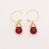 Natural Carnelian & Brass & Cubic Zirconia Dangle Earrings WGAC9F4-03-2