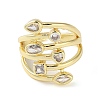 Eco-Friendly Brass Micro Pave Clear Cubic Zirconia Cuff Ring for Women RJEW-A025-01G-2