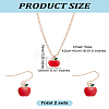 2 Sets Apple Alloy Enamel Dangle Earrings & Pendant Necklace SJEW-LP0001-01-2