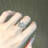 Brass with Crystal Rhinestone Cuff Open Rings for Women FS-WGAF432-02-1