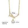 Brass Pave Clear Cubic Zirconia Bowknot Pendant 304 Stainless Steel Cable Chain Necklaces for Women WGFF125-01-2