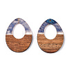 Transparent Resin & Walnut Wood Pendants RESI-ZX017-47-3