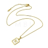 Ion Plating(IP) Rectangle with Initial Letter 304 Stainless Steel Pendant Necklace NJEW-R265-04G-W-3